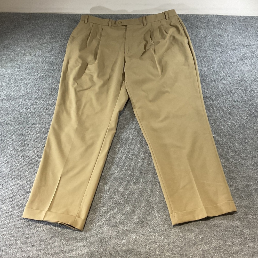 Lauren Ralph Lauren Mens 40x30 Khaki Tan 100% Wool Pleated Cuffed Dress Pants